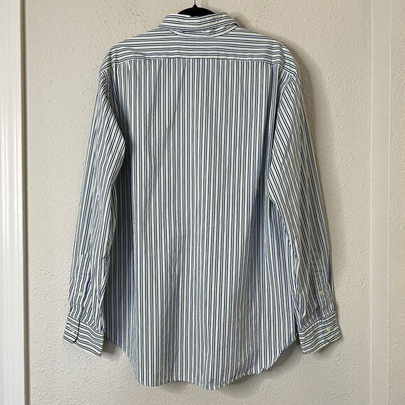 Polo Ralph Lauren GREEN/BLUE/WHITE STRIPED Classic Fit  Button Down Shirts - Picture 4 of 5